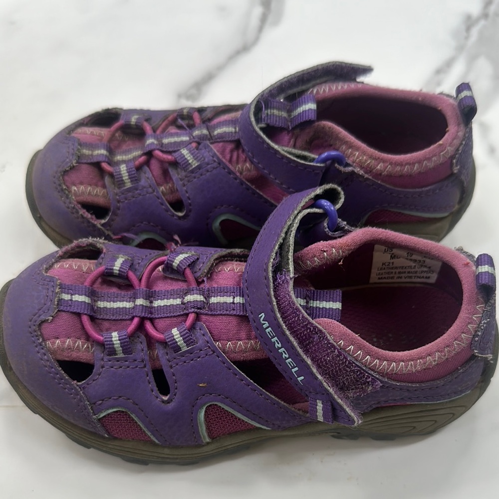 Merrell Purple Sandals with Closed Toe and Velcro Strap